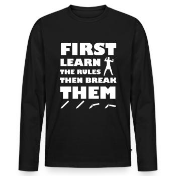 break the rules - T-shirt manches longues Premium bio Homme - noir - Devant - Nico (187cm)