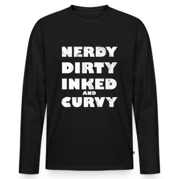 Nerdy Sale Encré Et Curvy - T-shirt manches longues Premium bio Homme - noir - Devant - Nico (187cm)