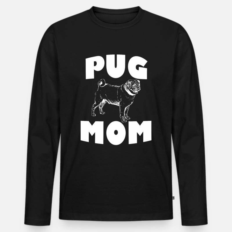 Pug Mom - Männer Premium Bio Langarmshirt - Schwarz
