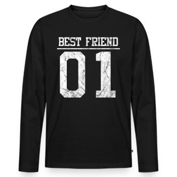 Beste Freunde Best Friend - Männer Premium Bio Langarmshirt - Schwarz - Vorne - Nico (187cm)