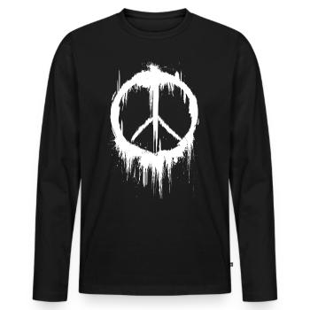 Signe de la paix des années 60 des années 70 rétro hippie - T-shirt manches longues Premium bio Homme - noir - Devant - Nico (187cm)