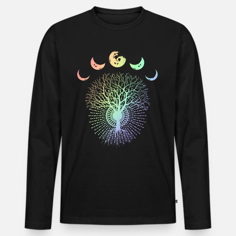 Moon moon phases tree environmentalist gift - Men's Premium Organic Long Sleeve Shirt - black