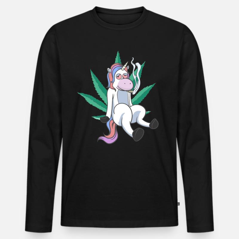 Cannabis Einhorn - Männer Premium Bio Langarmshirt - Schwarz