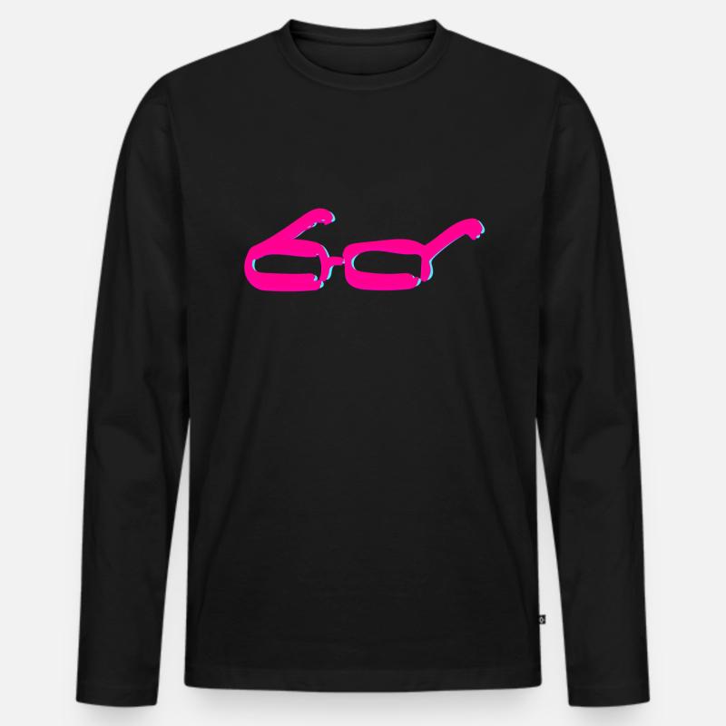 Brille - Männer Premium Bio Langarmshirt - Schwarz