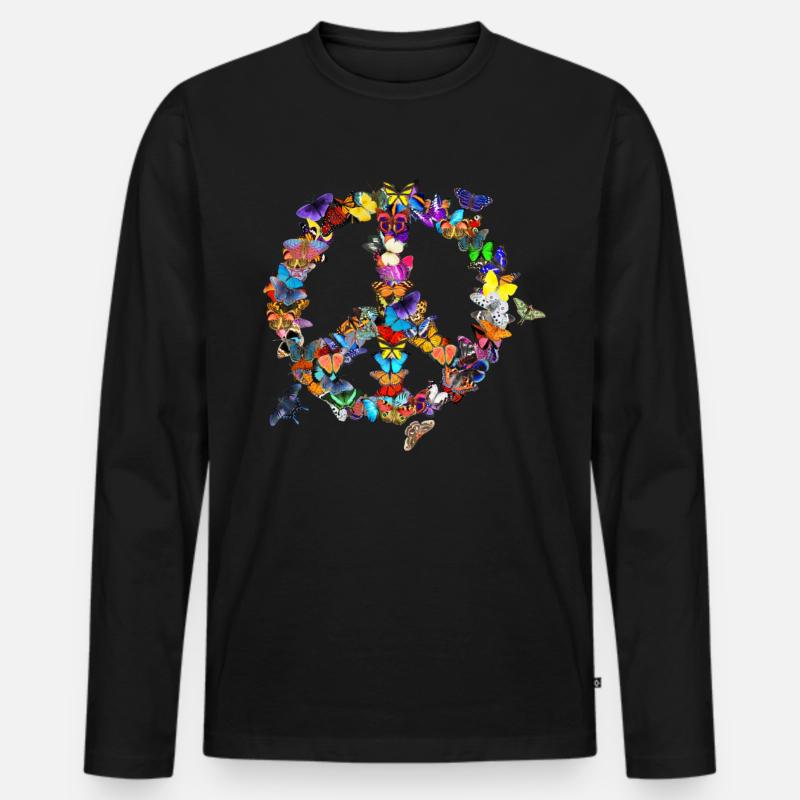 Friedensymbol Peacezeichen - Männer Premium Bio Langarmshirt - Schwarz