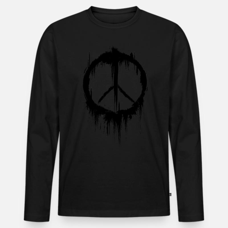Peacezeichen Symbol Blumen - Männer Premium Bio Langarmshirt - Schwarz