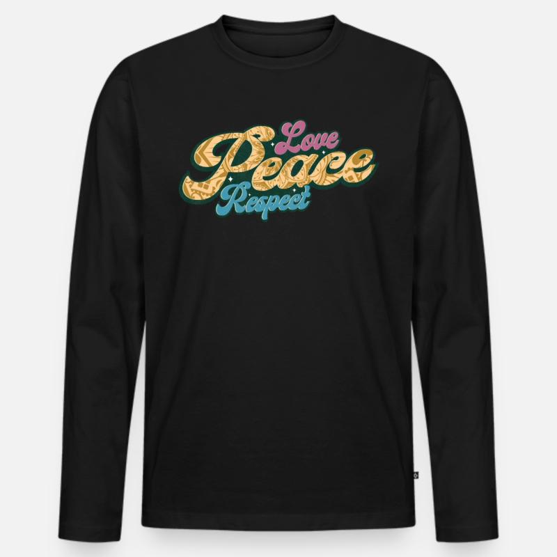 Peace Hippies Love - Männer Premium Bio Langarmshirt - Schwarz