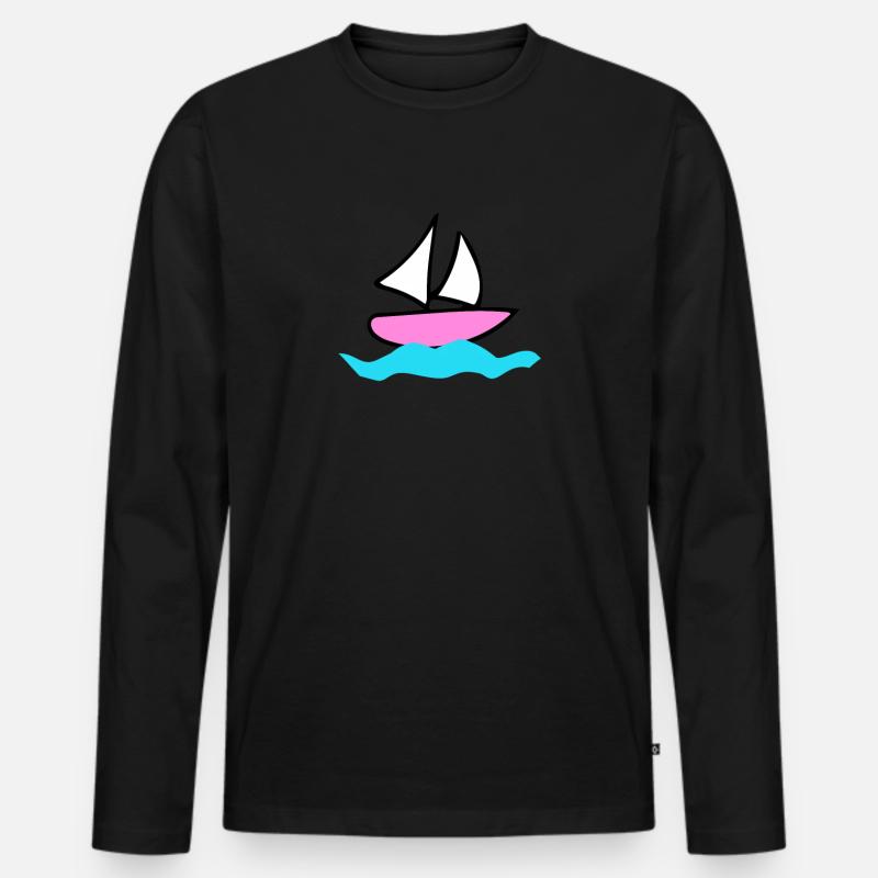 Boot - Männer Premium Bio Langarmshirt - Schwarz