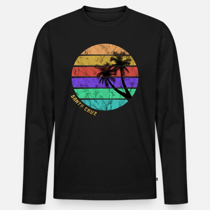 Santa Cruz Beach - Männer Premium Bio Langarmshirt - Schwarz
