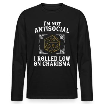 Funny Rpg Saying - D20 Cube Gift Shirt - Men's Premium Organic Long Sleeve Shirt - black - Front - Nico (187cm)