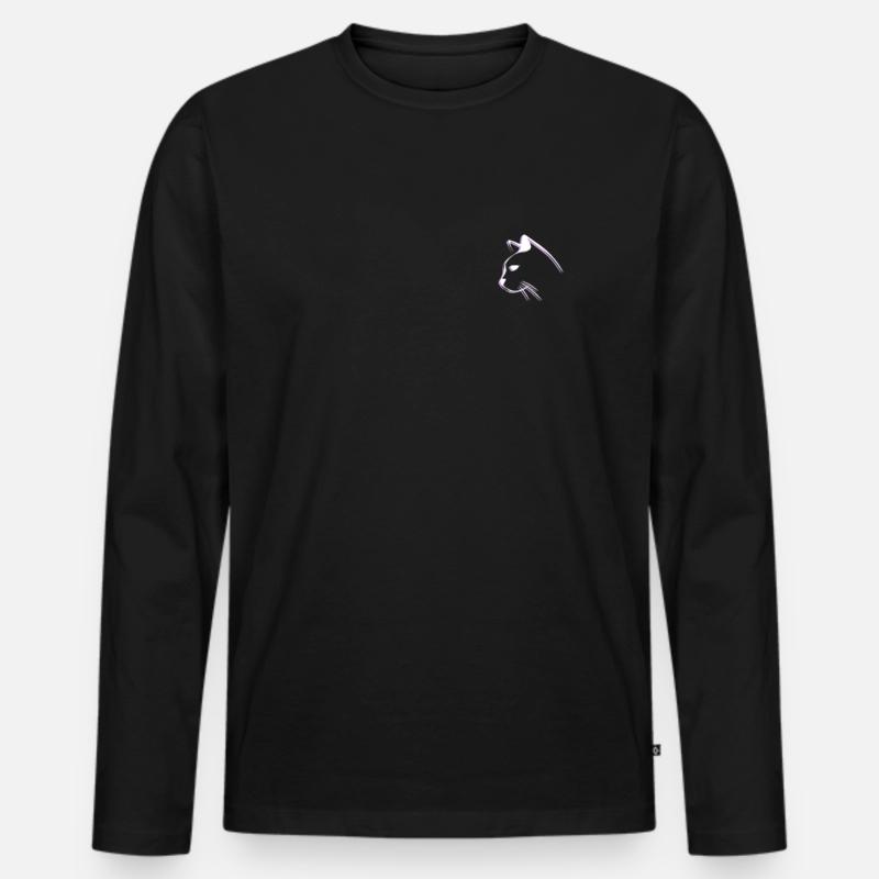 Katze | Logo - Männer Premium Bio Langarmshirt - Schwarz