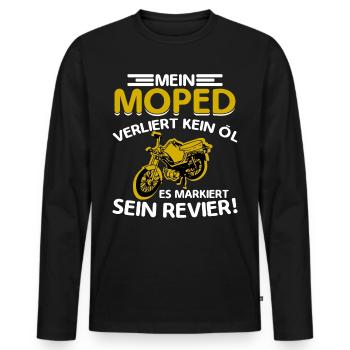 Mofa Moped Motorrad Roller Geschenkidee - Männer Premium Bio Langarmshirt - Schwarz - Vorne - Nico (187cm)