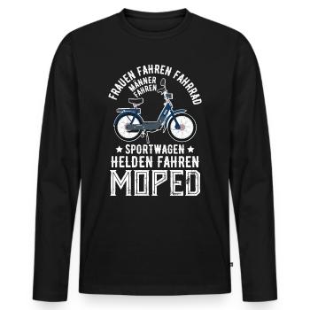 Moped Mofa Simson DDR Roller Biker Geschenkidee - Männer Premium Bio Langarmshirt - Schwarz - Vorne - Nico (187cm)