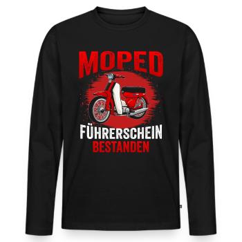 Moped Führerschein Bestanden Mofa Roller Geschenk - Männer Premium Bio Langarmshirt - Schwarz - Vorne - Nico (187cm)