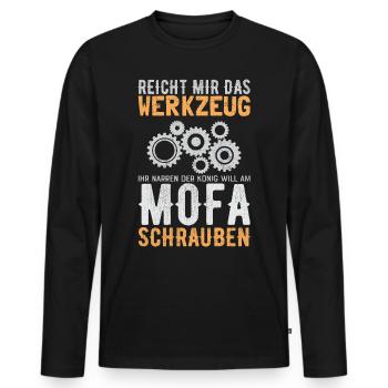 Mofa Werkzeug Spruch - Moped Simson Geschenkidee - Männer Premium Bio Langarmshirt - Schwarz - Vorne - Nico (187cm)