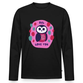 Owl Love You | I Love You - T-shirt manches longues Premium bio Homme - noir - Devant - Nico (187cm)