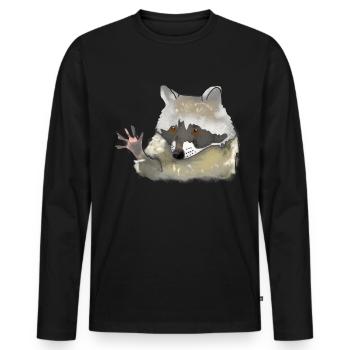 Raton laveur - T-shirt manches longues Premium bio Homme - noir - Devant - Nico (187cm)
