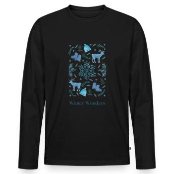 Merveilles d'hiver | Motif de merveille d'hiver - T-shirt manches longues Premium bio Homme - noir - Devant - Nico (187cm)