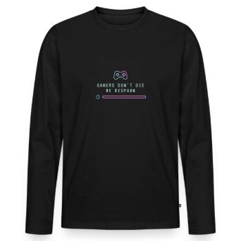 Les joueurs ne meurent pas, nous réapparaissent | Motif de joueur - T-shirt manches longues Premium bio Homme - noir - Devant - Nico (187cm)