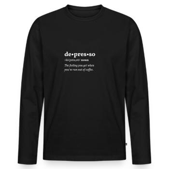 Depresso (Espresso + Depri) Clean Edition Black - Men's Premium Organic Long Sleeve Shirt - black - Front - Nico (187cm)