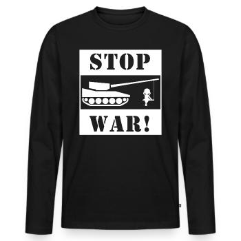 World Peace Peace Stop War - Men's Premium Organic Long Sleeve Shirt - black - Front - Nico (187cm)