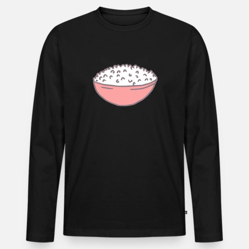 Reis Essen Teller - Männer Premium Bio Langarmshirt - Schwarz