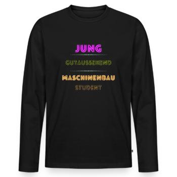 Jung gutaussehend Maschinenbau Student - Männer Premium Bio Langarmshirt - Schwarz - Vorne - Nico (187cm)