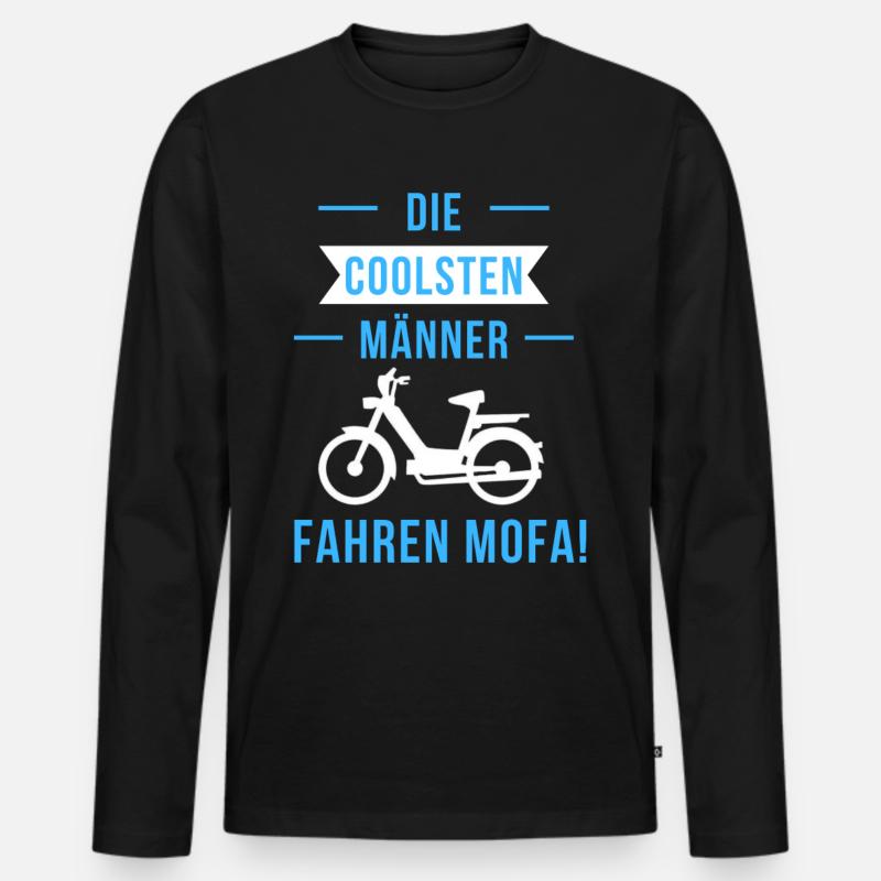 Die coolsten Männer fahren Mofa 80er oldtimer Mofa - Männer Premium Bio Langarmshirt - Schwarz