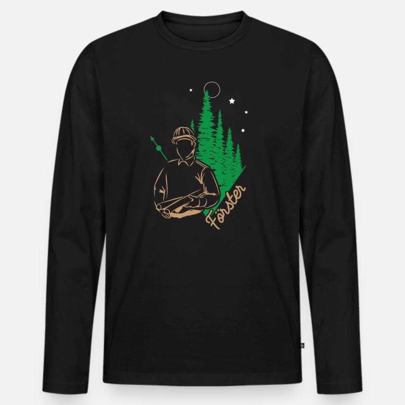 Förster Wald Forst - Männer Premium Bio Langarmshirt - Schwarz