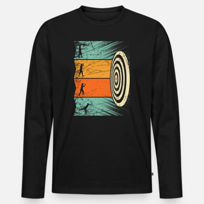 Darts Dart Dartscheibe Retro - Männer Premium Bio Langarmshirt - Schwarz