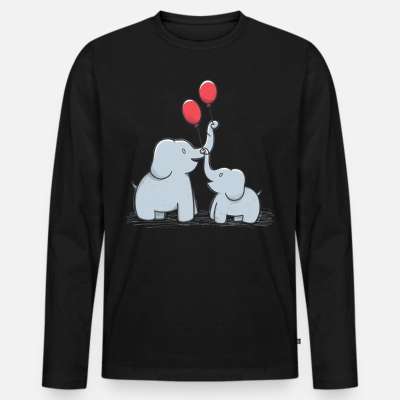 Süsses Elefanten Paar Muttertag Geschenkidee - Männer Premium Bio Langarmshirt - Schwarz