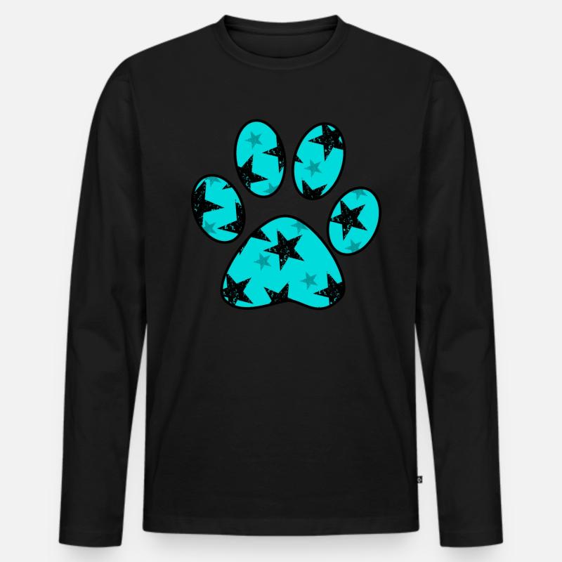 Pfote mit Sternmuster - Männer Premium Bio Langarmshirt - Schwarz