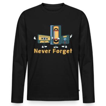 Retro Never Forget Motif - Men's Premium Organic Long Sleeve Shirt - black - Front - Nico (187cm)