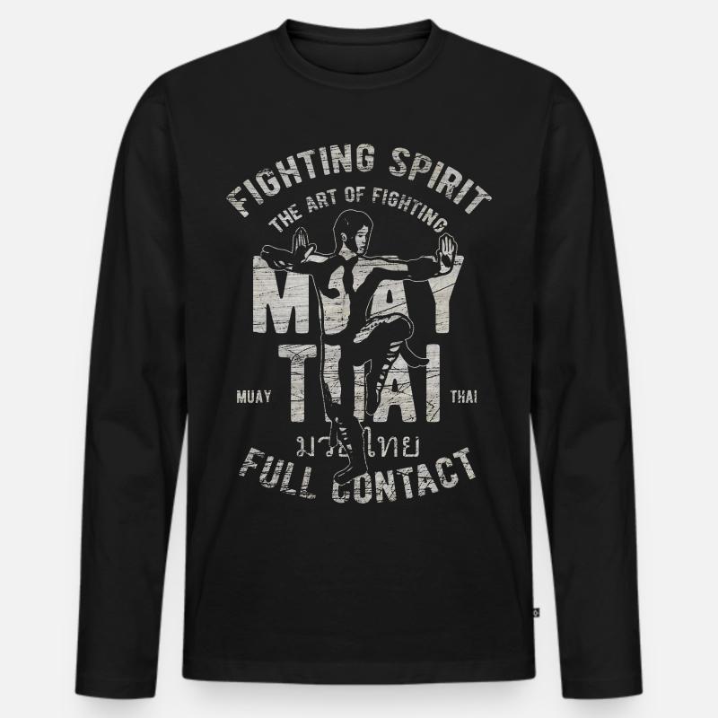 Muay Thai Kampfsport Thai Boxing Geschenk - Männer Premium Bio Langarmshirt - Schwarz