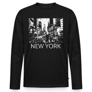 New York Times Square Metropolis Gift Manhattan - Men's Premium Organic Long Sleeve Shirt - black - Front - Nico (187cm)
