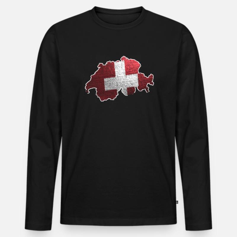 Schweiz - Männer Premium Bio Langarmshirt - Schwarz