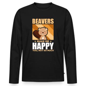 Biber - Männer Premium Bio Langarmshirt - Schwarz - Vorne - Nico (187cm)