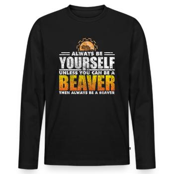 Biber - Männer Premium Bio Langarmshirt - Schwarz - Vorne - Nico (187cm)
