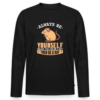 Ratte - Männer Premium Bio Langarmshirt - Schwarz - Vorne - Nico (187cm)