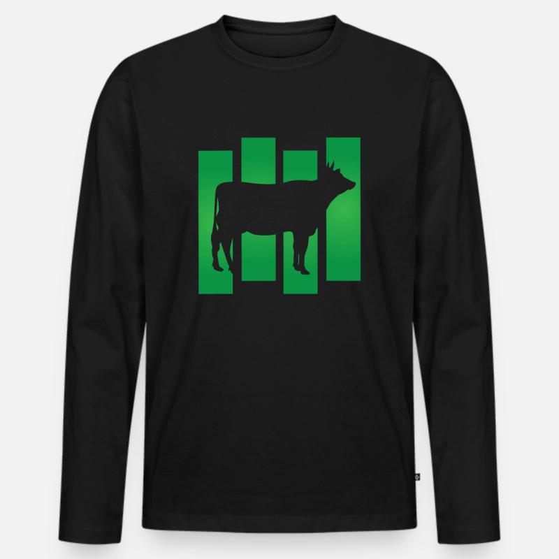 Kuh - Männer Premium Bio Langarmshirt - Schwarz