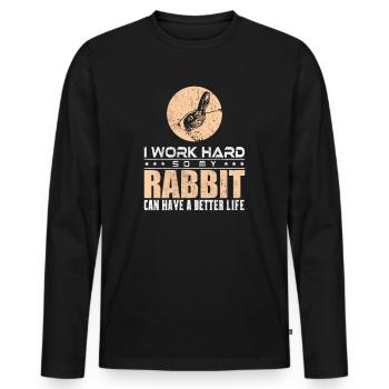 rabbit - Men's Premium Organic Long Sleeve Shirt - black - Front - Nico (187cm)