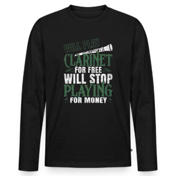 clarinet - Men's Premium Organic Long Sleeve Shirt - black - Front - Nico (187cm)