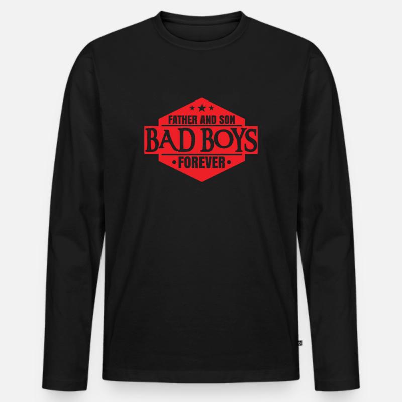 Vater Sohn - Männer Premium Bio Langarmshirt - Schwarz