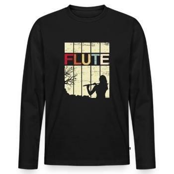 flute - Men's Premium Organic Long Sleeve Shirt - black - Front - Nico (187cm)