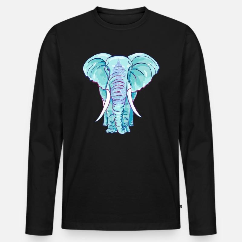 Der blaue Elefant - Männer Premium Bio Langarmshirt - Schwarz