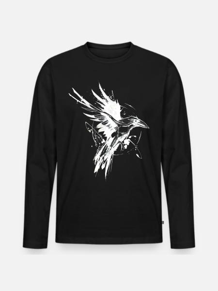The White Raven - Men's Premium Organic Long Sleeve Shirt - black