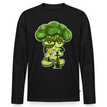 Broccoli smokes shisha hookah gift - Men's Premium Organic Long Sleeve Shirt - black - Front - Nico (187cm)