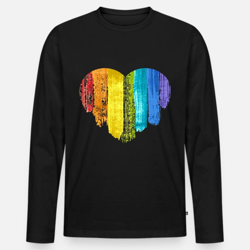 Regenbogen Herz Toleranz Regenbogenfahne - Männer Premium Bio Langarmshirt - Schwarz