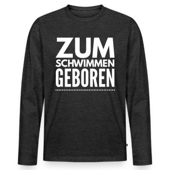 Schwimmen schwimmer Taucher Chlor Geschenk 6 - Männer Premium Bio Langarmshirt - Anthrazit meliert - Vorne - Nico (187cm)
