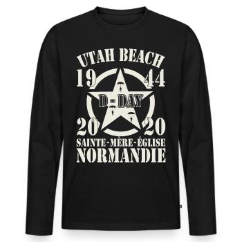 Utah Beach 1944-2020 D-Day Sainte-Mère-Église - Men's Premium Organic Long Sleeve Shirt - black - Front - Nico (187cm)